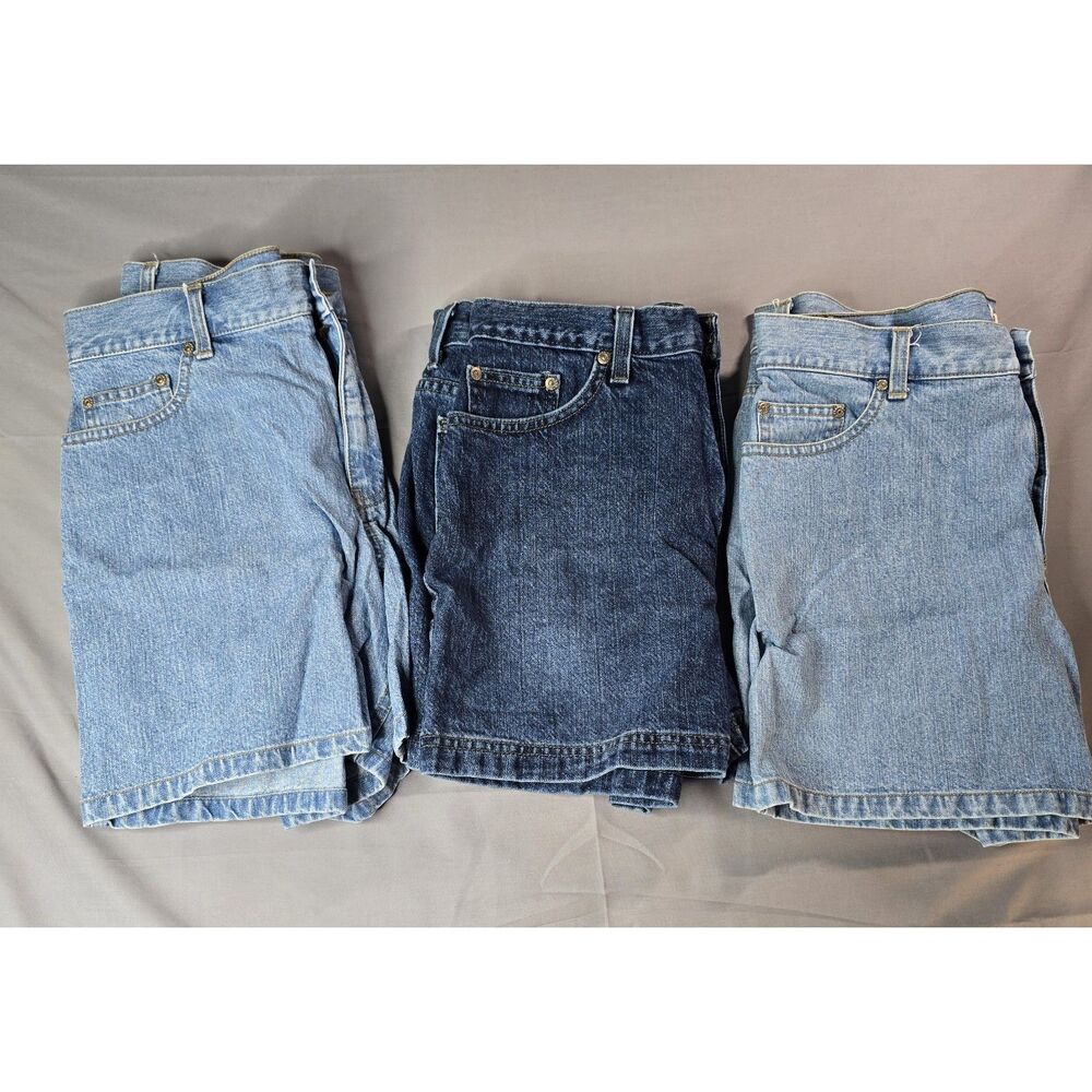 Lot of 3 Women's Denim Jean Shorts Size 12 Faded Glory Light & Dark Wash